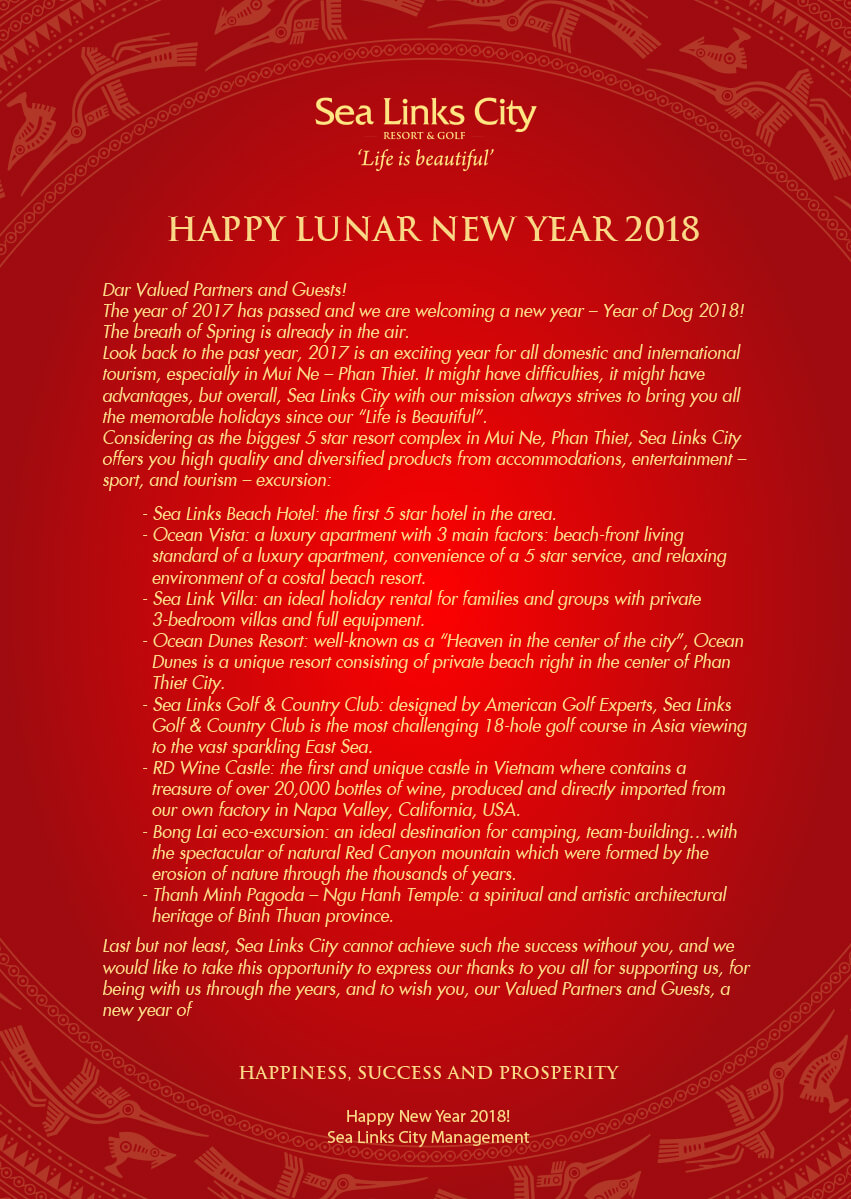 Happy lunar new year 2018 Sea Links City