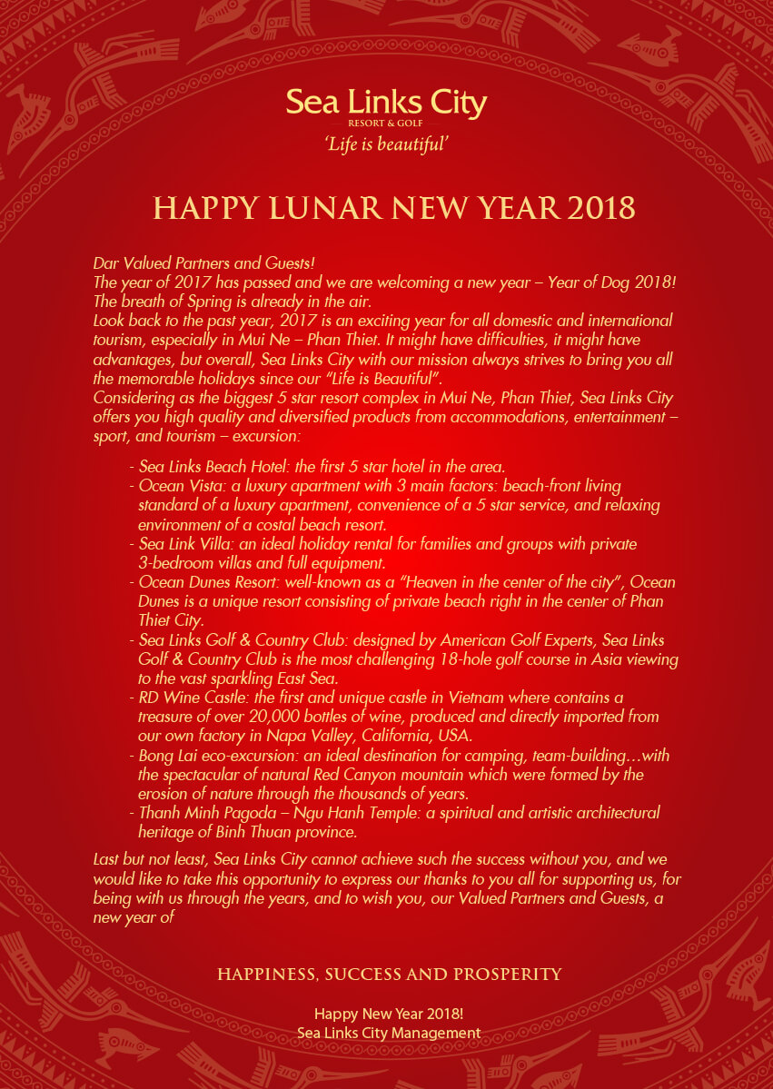 Happy lunar new year 2018 Sea Links City